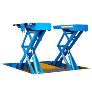 Cầu nâng cắt kéo nâng bụng loại 3.5 tấn, (màu xanh RAL5002) Có tay cầu SUV Model SL-568-SA Thương hiệu CARLEO
